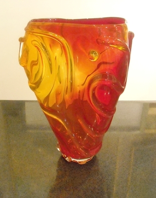 Seattle Glass Studio - String Theory Vase - Red - GLASS