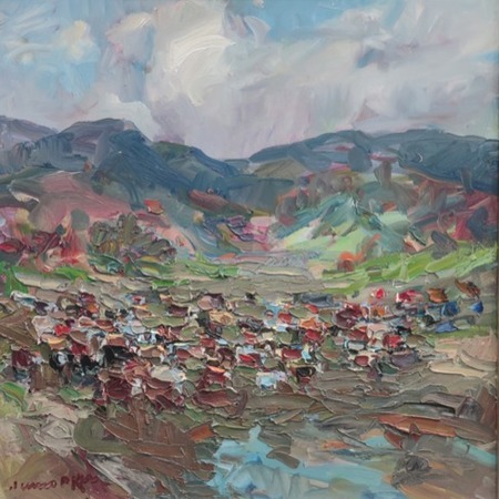 James P. Kerr - Cattle Crossing - Oil on Canvas - 30x30