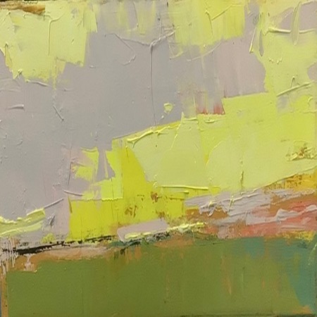 Cathryn Miles - Lilac Study with Yellow Cloud - Oil on Canvas - 10x20