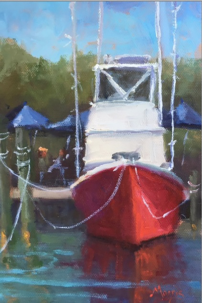 Suzanne Morris - Red Boat - Oil on Linen Board - 8x6