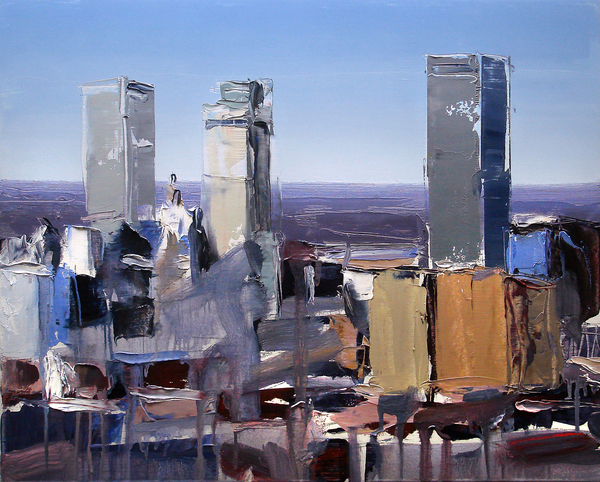David Shingler - Abstract Cityscape - Oil on Board - 16x20