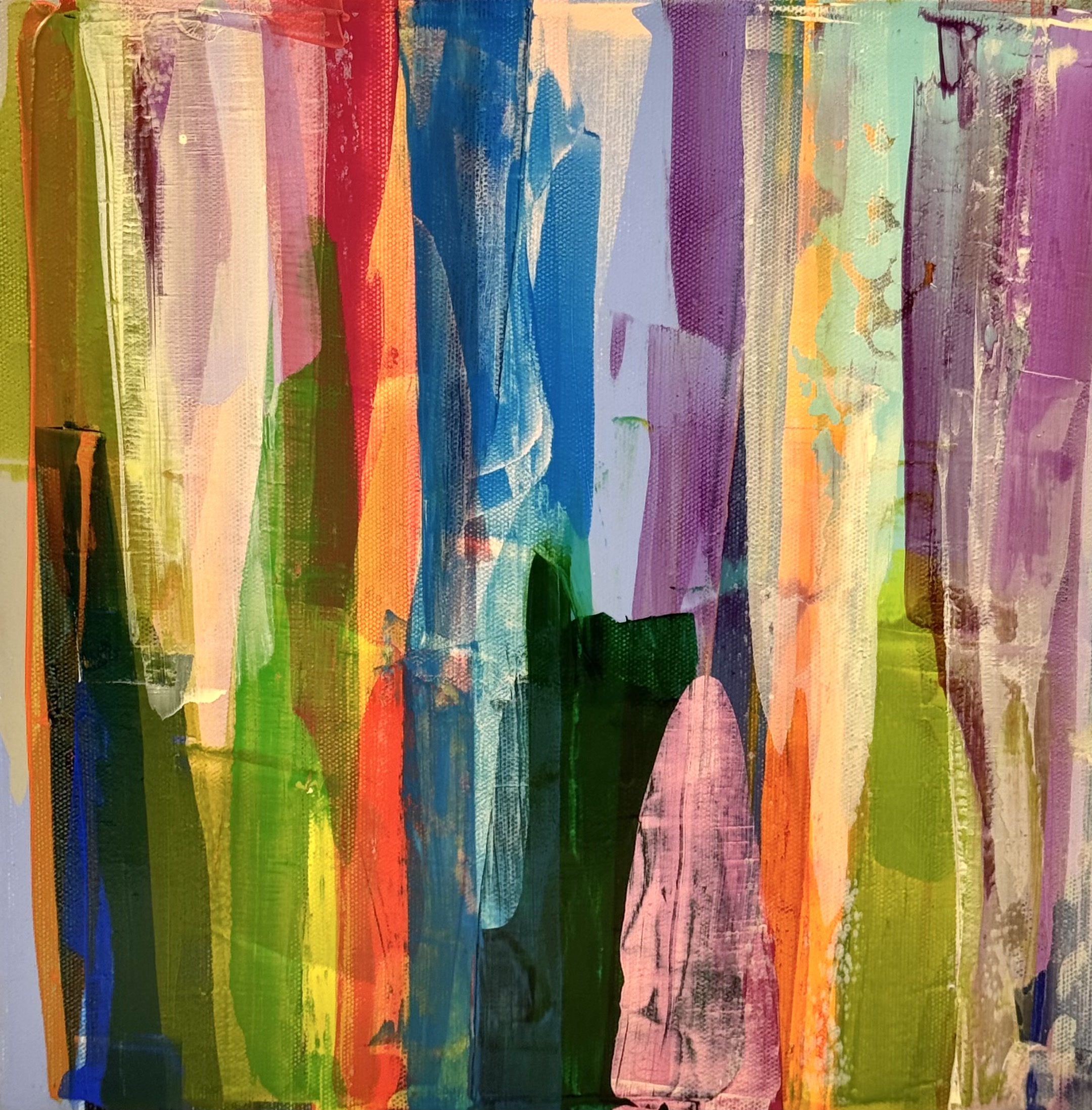 Sharon Paige - Rainbow Twist IV - Acrylic on Canvas - 12x12