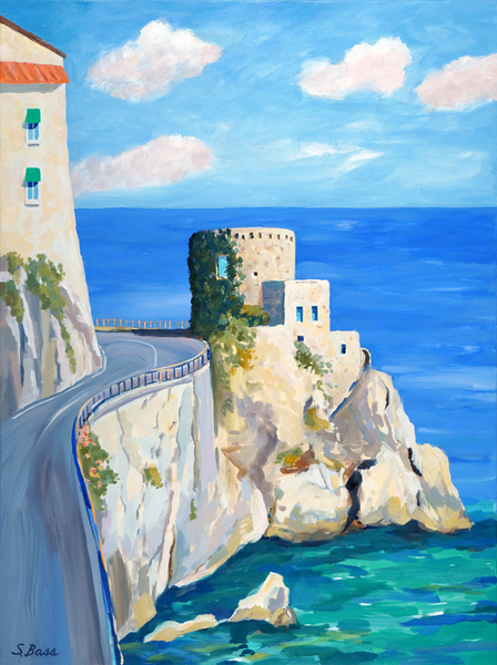 Sharon Bass - Castle Ruins & Hotel Luna Covento - Oil on Canvas - 40x30