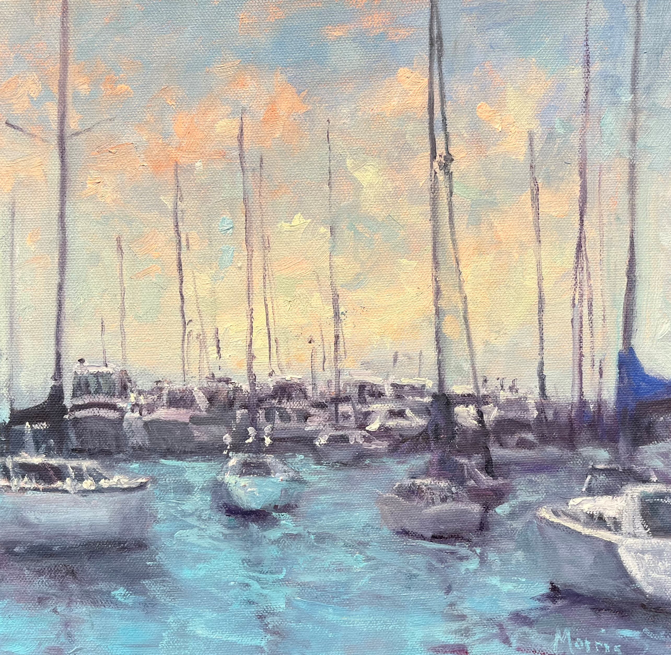 Suzanne Morris - Harbor Blues - Oil on Canvas - 12x12