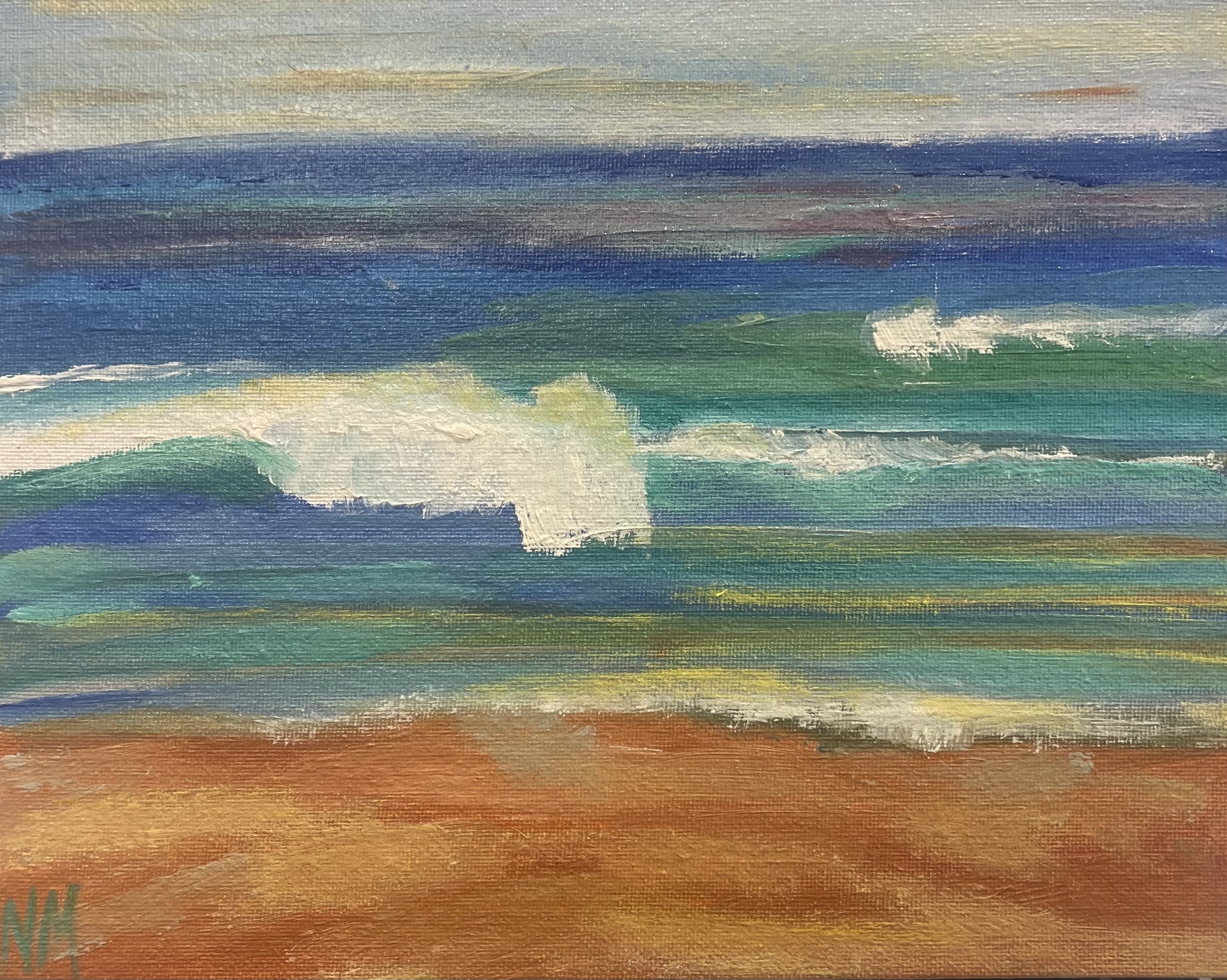Nancy McClure - Beach Day - Oil on Board - 8x10