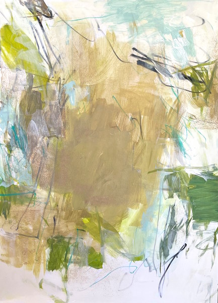 Charlotte Foust - Riverbank - Mixed Media on Paper - 24 x 18