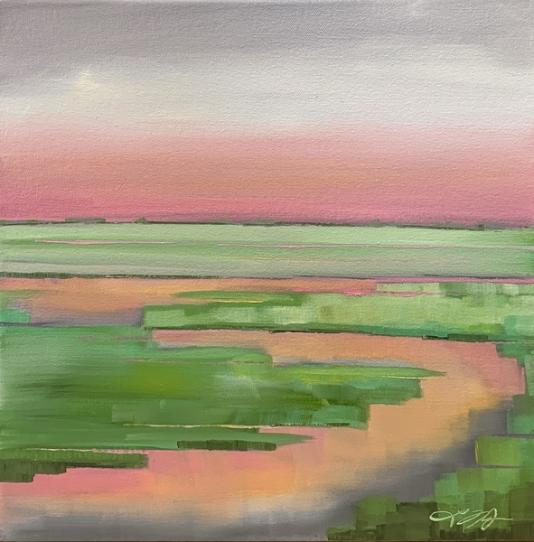 Lindsay Jones - Marsh Study: Shrub and Sky - Oil on Canvas - 12 x 12