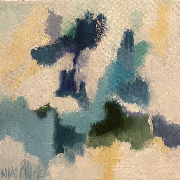 Nancy McClure - Blues Abstract I - Oil on Canvas - 12 x 12