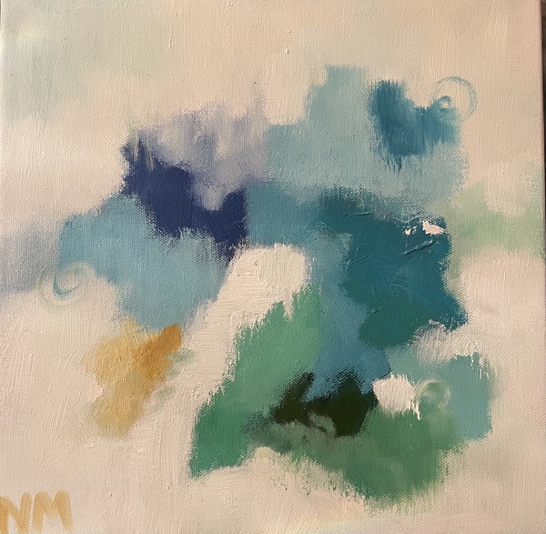 Nancy McClure - Blues Abstract II - Oil on Canvas - 12 x 12