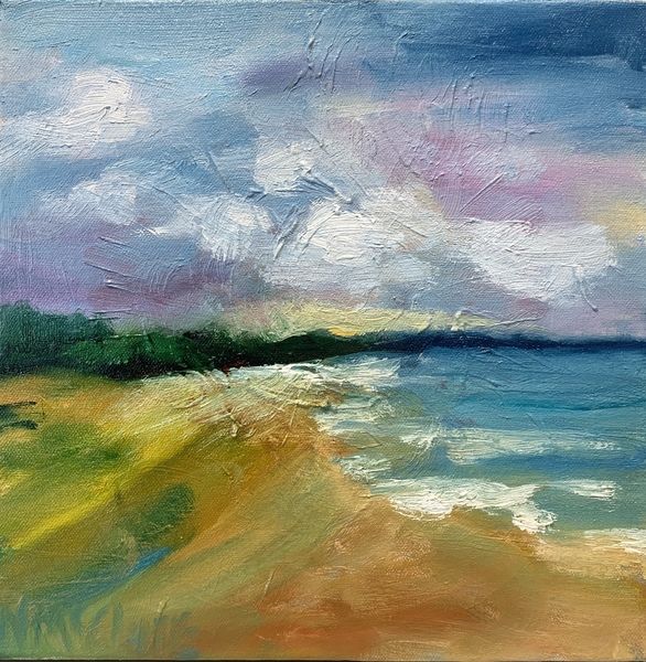 Nancy McClure - Coastal View - Oil on Canvas - 12 x 12