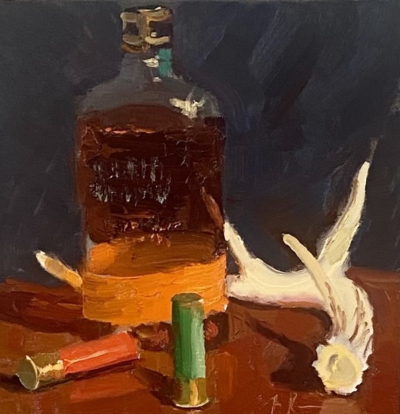 Fen Rascoe - Lockin' Horns - Oil on Canvas - 12 x 12