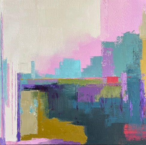 Jenny Fuller - Shimmer Town - Oil on Canvas - 20x20