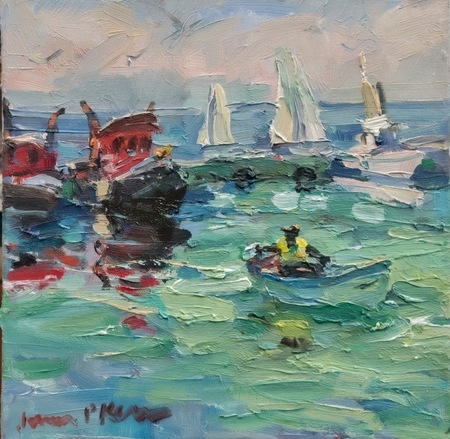 James P. Kerr - Little Tug - Oil on Canvas - 12x12