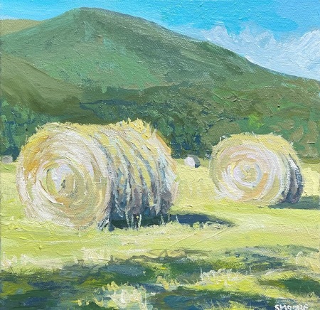 Steve Moore - Bales in High Country - Acrylic on Canvas - 12x12