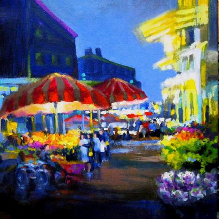 Sandy Nelson - The Night Market - Oil on Canvas - 12x12