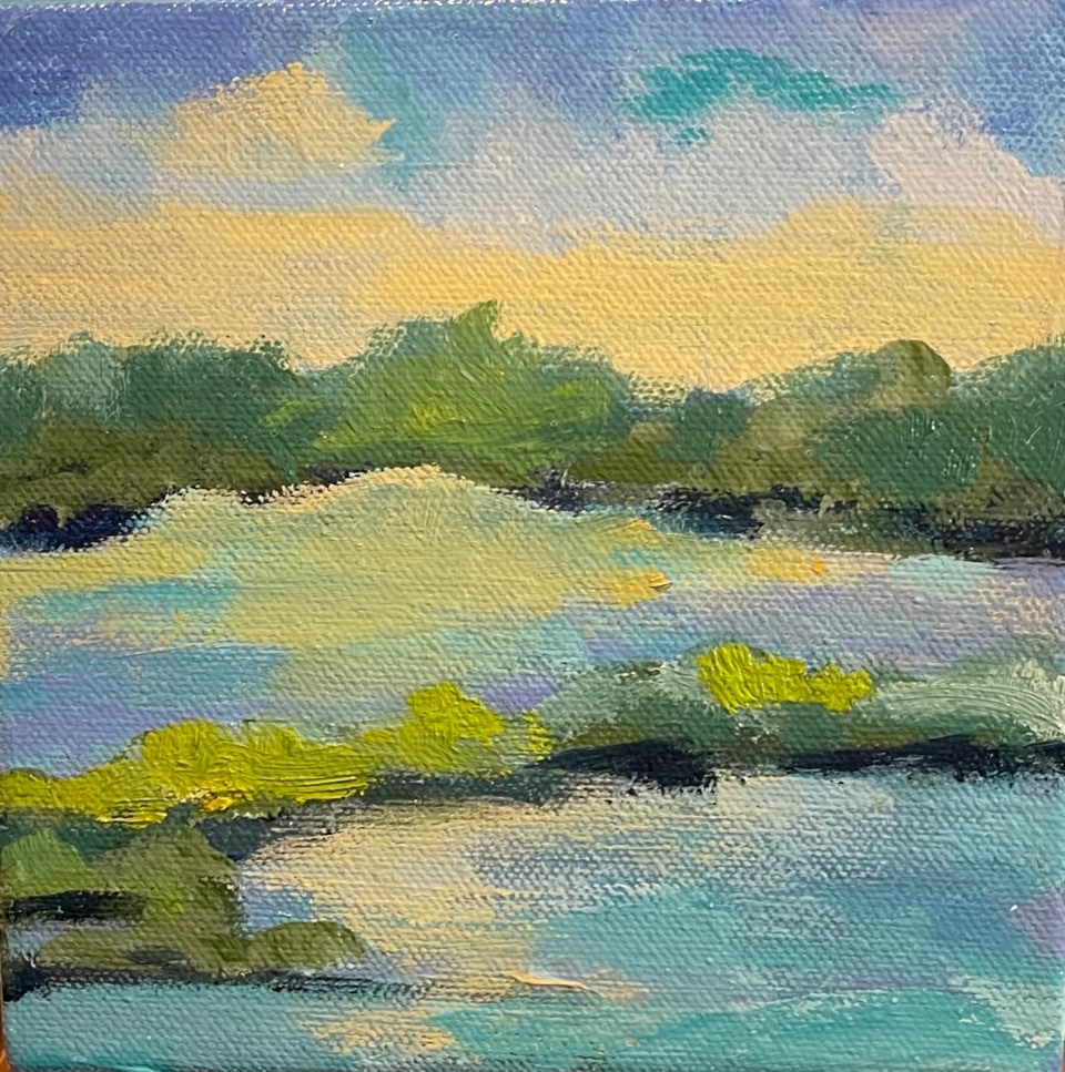 Nancy McClure - Beach I - Oil on Canvas - 6x6