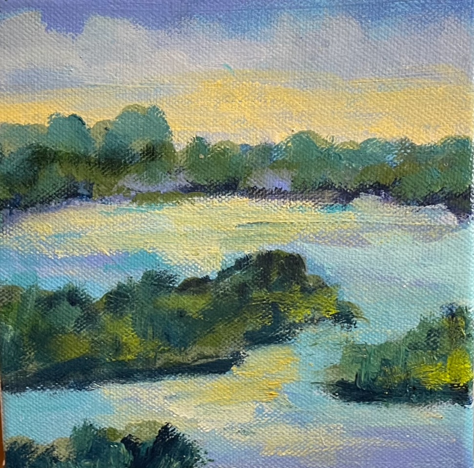 Nancy McClure - Beach II - Oil on Canvas - 6x6