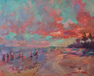 James  P. Kerr - Sunset - Oil on Canvas - 24x30