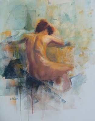 Kate Worm - Resting Figure - Watercolor and gouche - 24x18