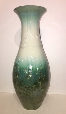Tim Moran - Celtic Green & White Vase Large - Crystalline Pottery