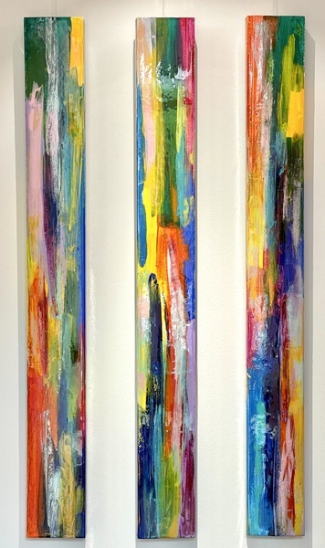 Sharon Paige - Pattern Recognition I - III - Mixed Media on Board - 48x6 each