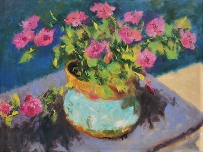 Connie Winters - Teal Pot - Oil on Canvas - 18x24
