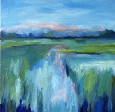 Nancy McClure - Fields of Green - Oil on Canvas - 40x40