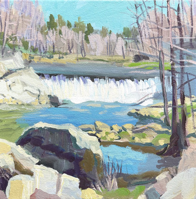 Steve Moore - Watauga River Road Falls - Acrylic on Canvas - 12x12