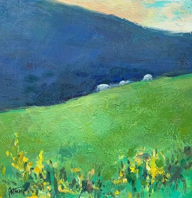 Rebecca Patman - Sheep Grazing - Oil on Canvas - 12x12