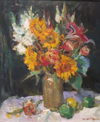 James P. Kerr - Bouquet With Sunflowers - Oil on Canvas - 36x30