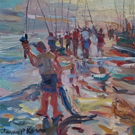 James P. Kerr - King Fish - Oil on Canvas - 12x12