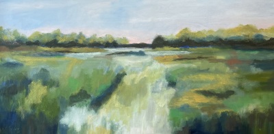 Nancy McClure - Green Marsh - Oil on Canvas - 24x48