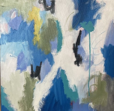 Nancy McClure - Blue Drip III - Acrylic on Canvas - 18x18