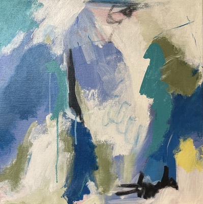 Nancy McClure - Blue Drip III - Acrylic on Canvas - 12x12