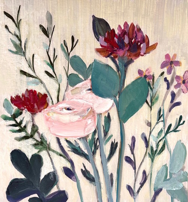 Charlotte Foust - Elegant Blooms - Acrylic on Paper - 7.5x7 3/4