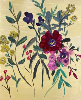 Charlotte Foust - English Garden Variety - Acrylic on Paper - 9x7.7