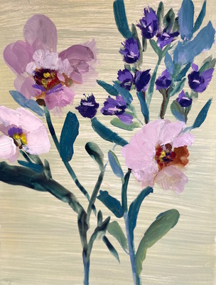 Charlotte Foust - Purple and Pinks - Acrylic on Paper - 10x8