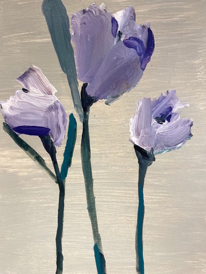 Charlotte Foust - Violet Trio - Acrylic on Paper - 10x8