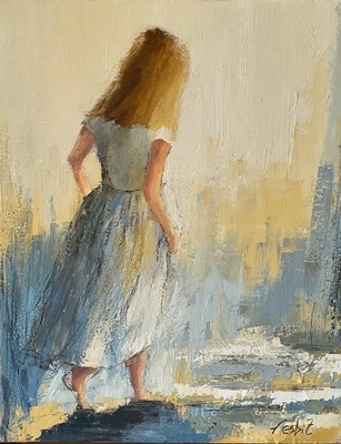 Angela Dewar Nesbit - Golden Girl - Oil on Canvas - 16x20