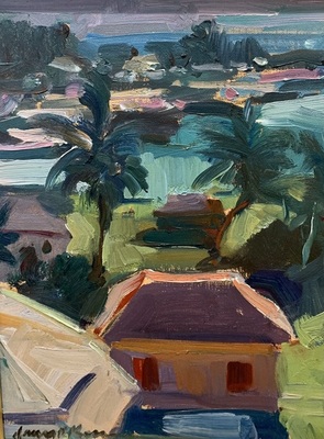James P. Kerr - Lighthouse Station - Oil on Canvas - 12x16