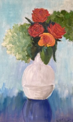 Nancy McClure - Mixed Blooms II - Oil on Canvas - 30x18