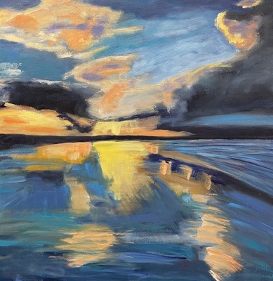 Nancy McClure - Brilliant Sunset - Oil on Canvas - 40 x 40
