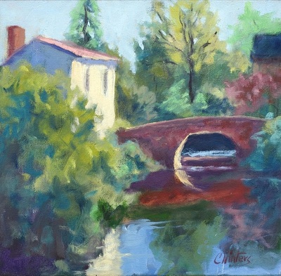 Connie Winters - Bridge Over Water - Oil on Canvas - 12 x 12