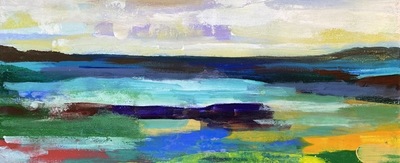 Sharon Paige - Seaside Serenade II - Mixed Media on Canvas - 8 x 18