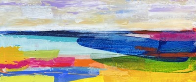 Sharon Paige - Seaside Serenade VI - Mixed Media on Canvas - 8 x 18