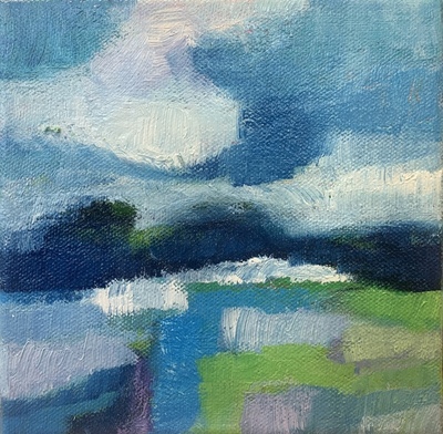Nancy McClure - Blue Marsh - Oil on Canvas - 6 x 6