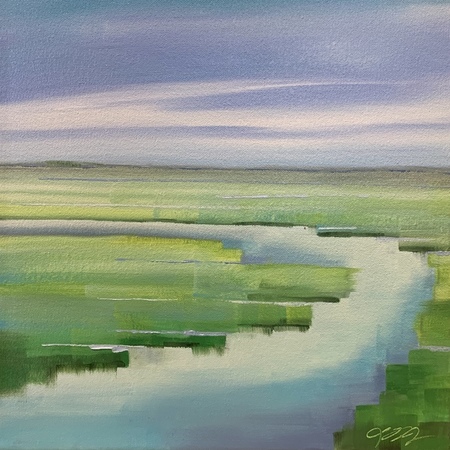 Lindsay Jones - Marsh Study: Emerald Isle - Oil on Canvas - 12 x 12
