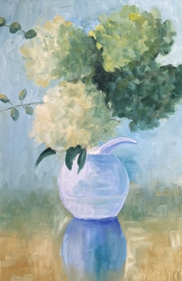Nancy McClure - Green Hydrangeas - Oil on Canvas - 36 x 24