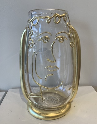 Bernstein Glass - Gold Face Vase - Glass with 22k Gold Leaf
