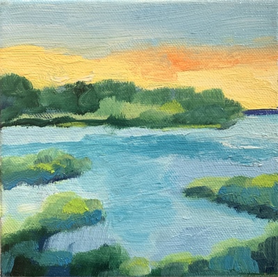 Nancy McClure - Coastal Calm 4 - Oil on Canvas - 6 x 6